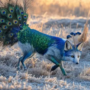 Arctic fox + Peacock